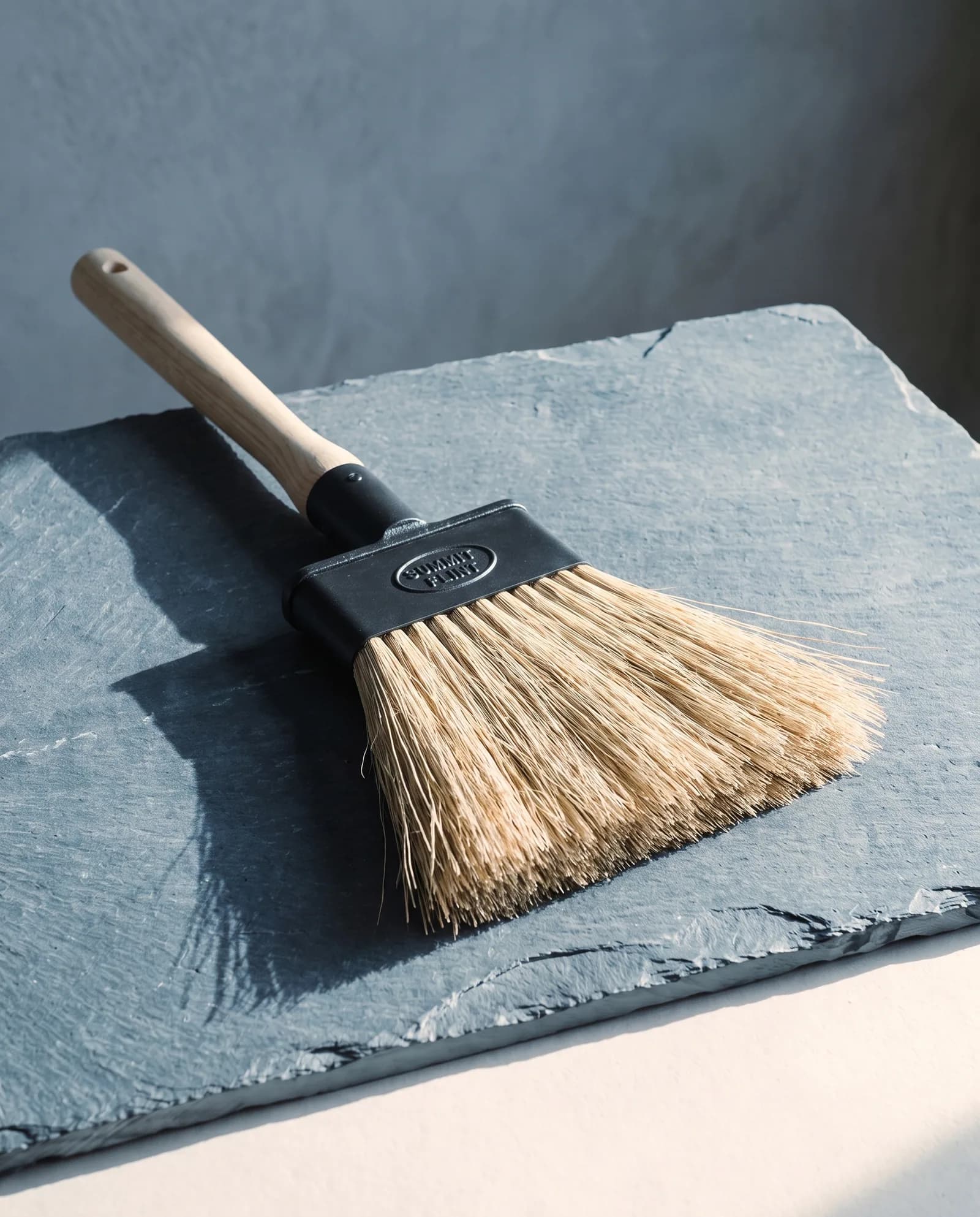 Hearth Broom — Horsehair head, replaceable, steel ferrule.