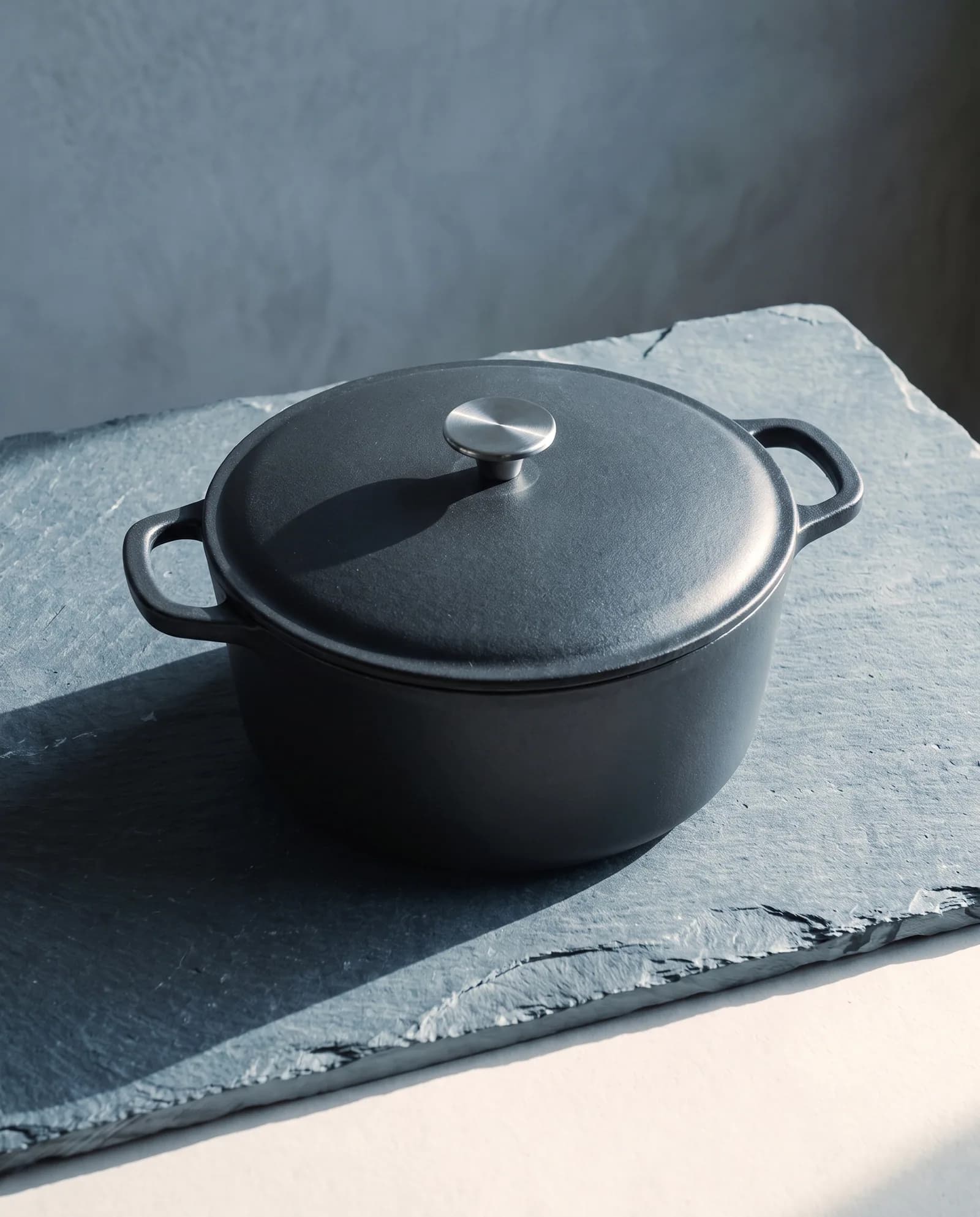 Hearth Pot — 5.5 quart enamelled cast iron, lidded.