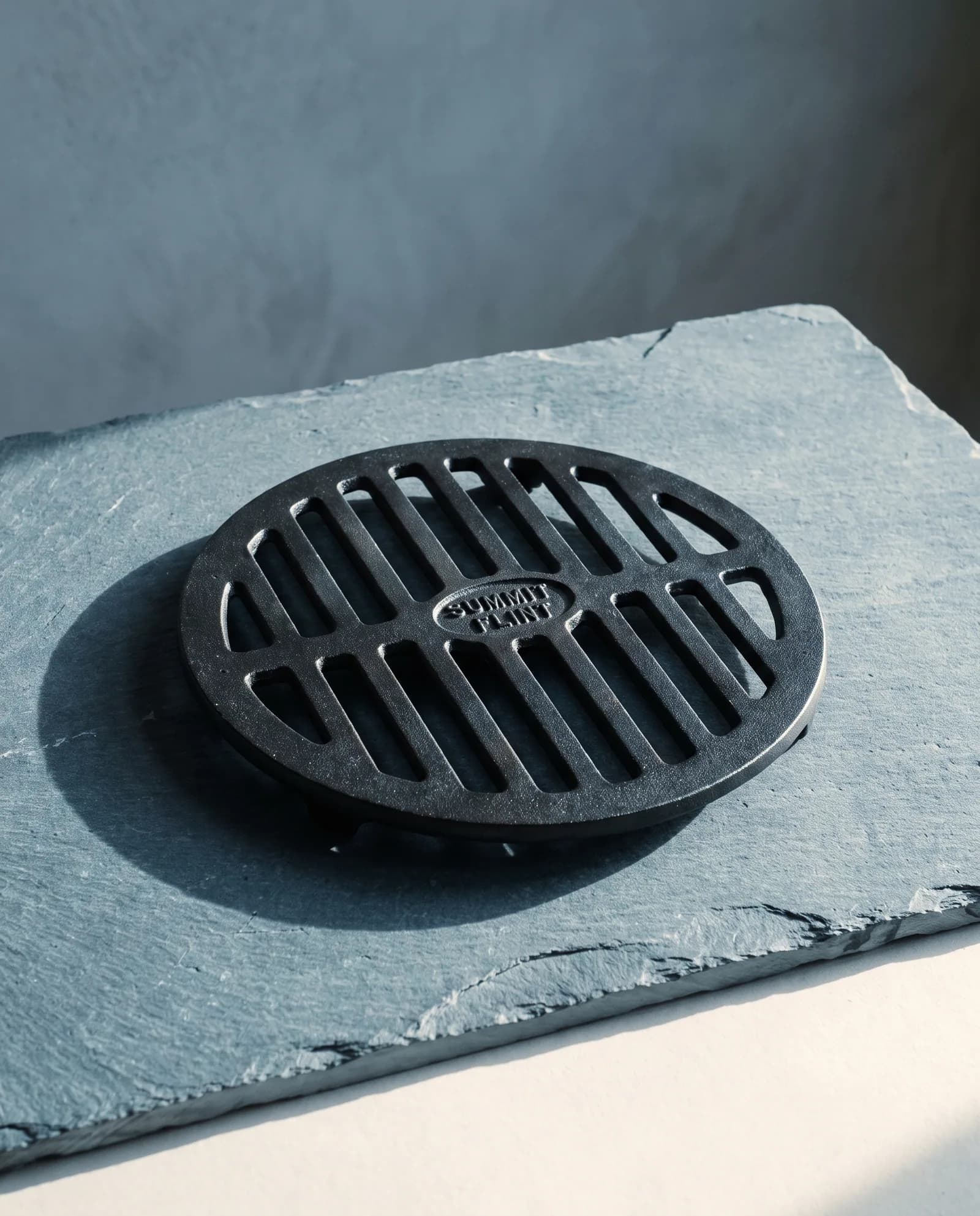 Cast Trivet — Seasoned cast iron, three-footed.
